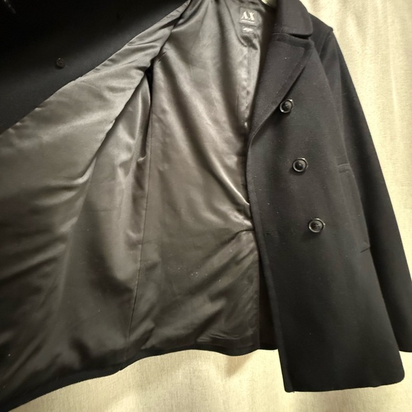 Armani Exchange A/X Women’s Black Wool Blend Pea Coat Jacket Lined - Size Medium - Picture 7 of 12